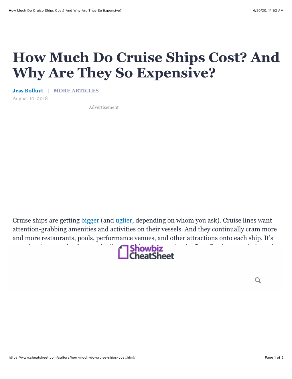 How Much Do Cruise Ships Cost? and Why Are They So Expensive? 4/20/20, 11�53 AM