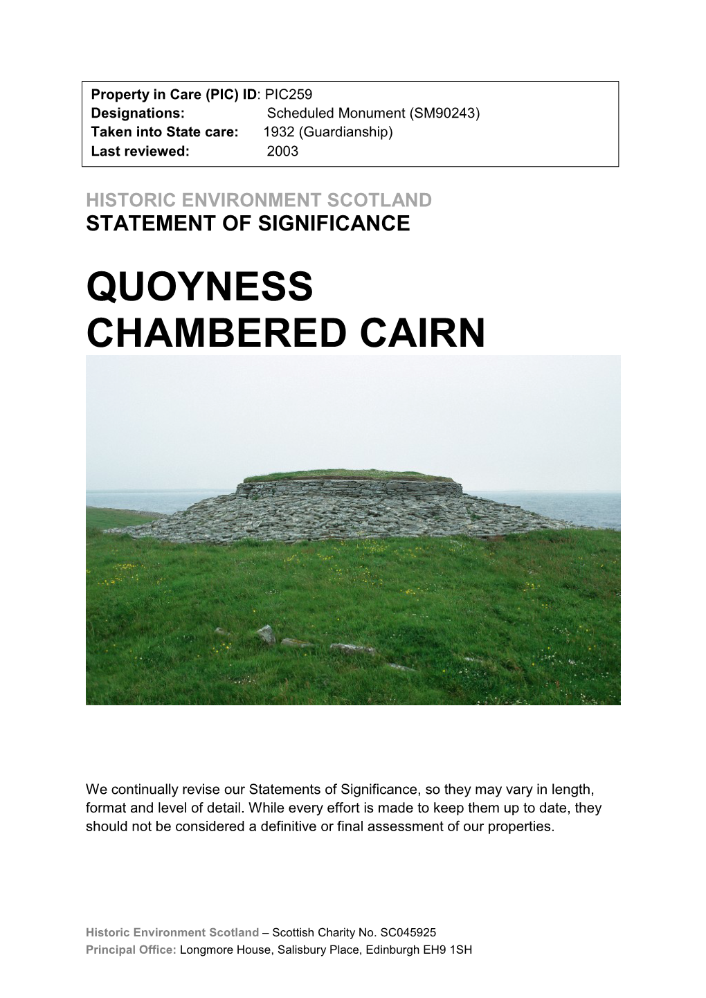 Quoyness Chambered Cairn