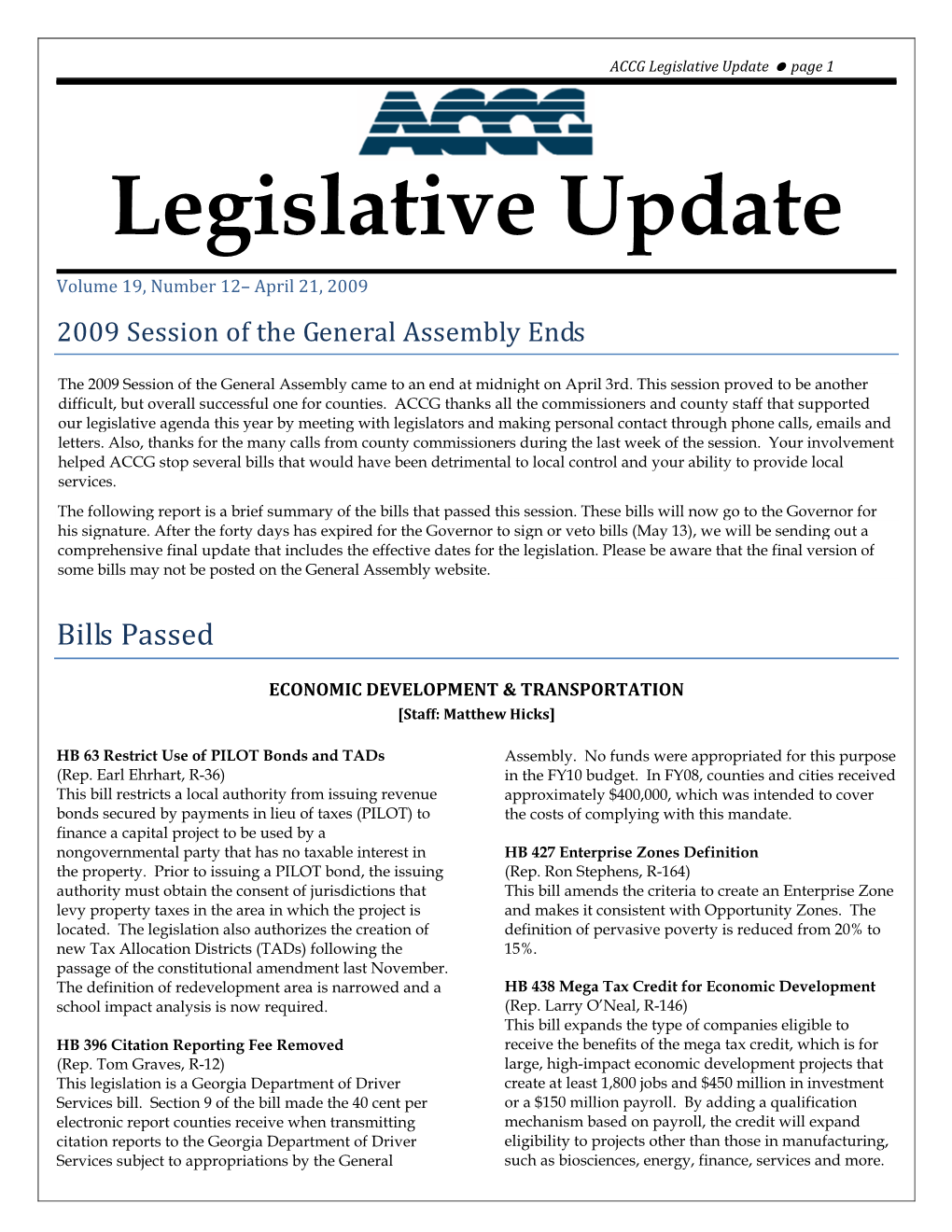 Legislative Update Page 1