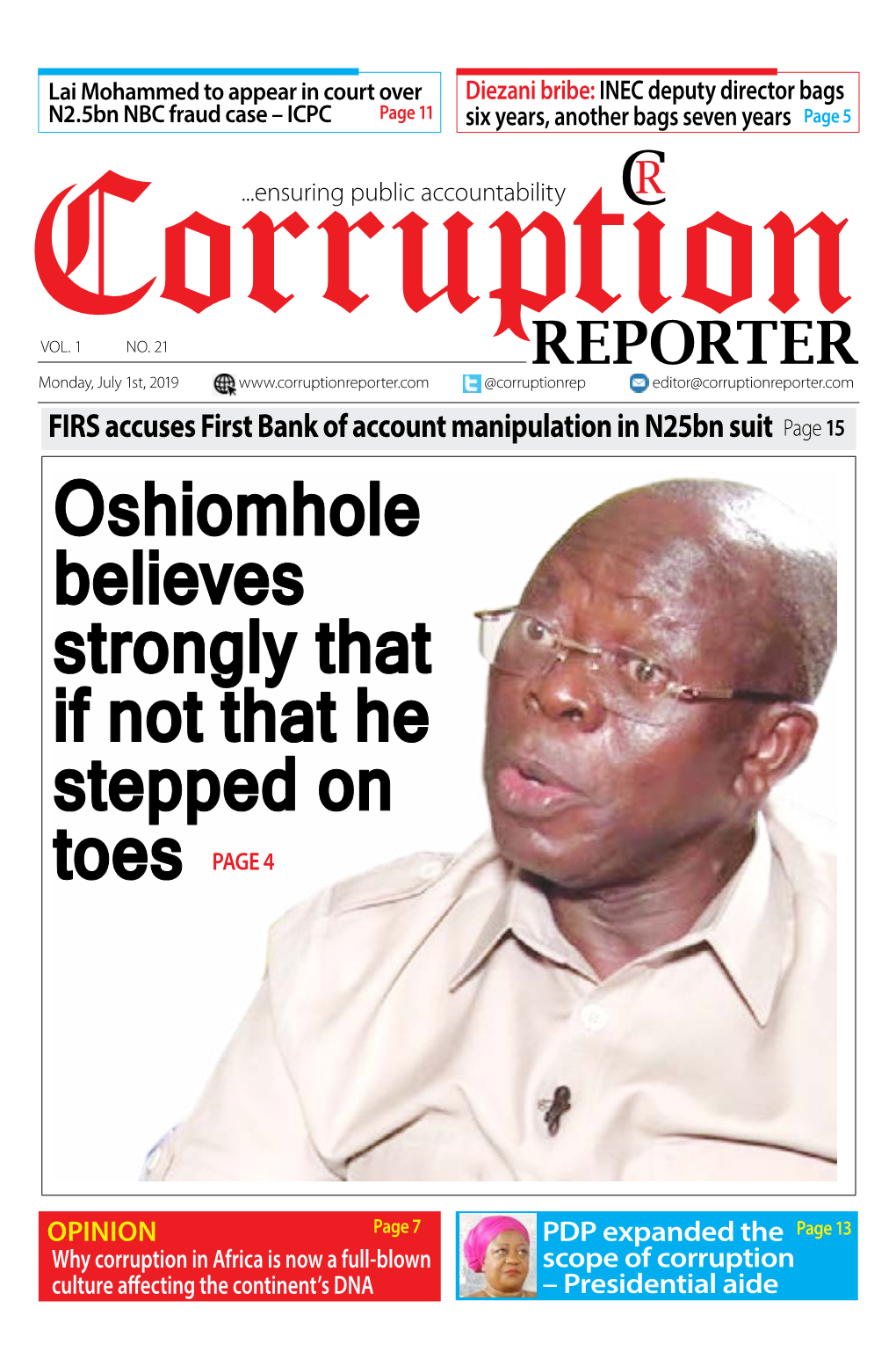 Oshiomhole Believes Strongly That If Not That He Stepped on Toes PAGE 4