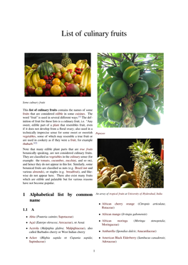 List of Culinary Fruits