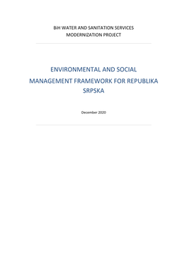 Environmental and Social Management Framework for Republika Srpska