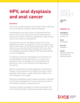 HPV, Anal Dysplasia and Anal Cancer