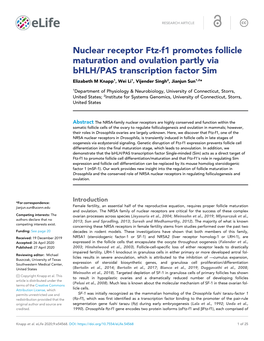 Nuclear Receptor Ftz-F1 Promotes Follicle Maturation and Ovulation