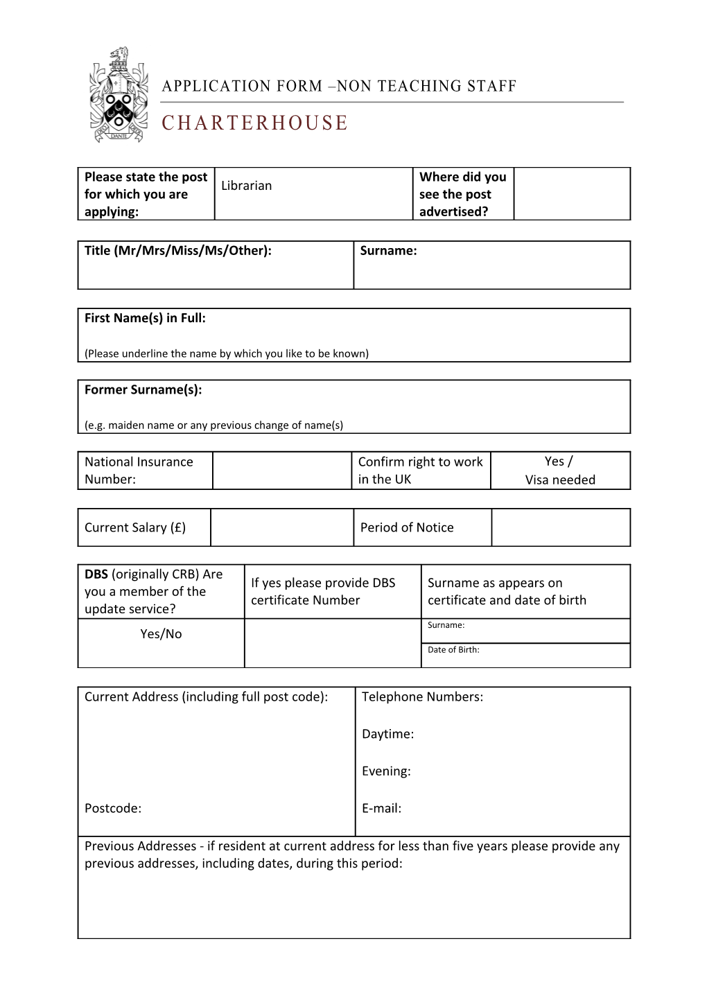 Application for the Post Of s9