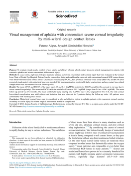 Visual Management of Aphakia with Concomitant Severe Corneal Irregularity by Mini-Scleral Design Contact Lenses