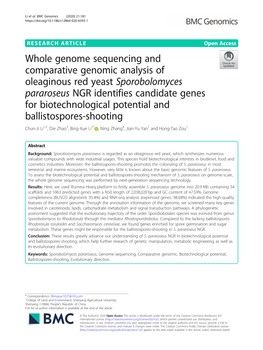 Whole Genome Sequencing and Comparative Genomic Analysis Of