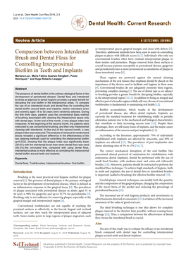 Comparison Between Interdental Brush and Dental Floss for Controlling Interproximal Biofilm in Teeth and Implants