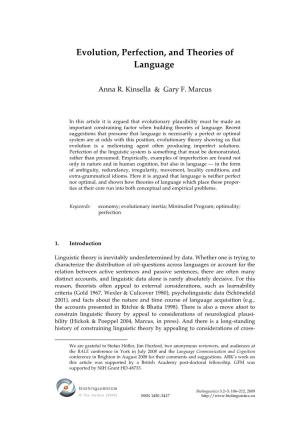 Evolution, Perfection, and Theories of Language
