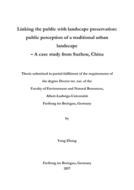 Linking the Public with Landscape Preservation: Public Perception of a Traditional Urban Landscape – a Case Study from Suzhou, China