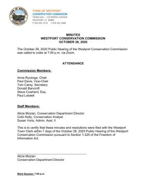 Minutes Westport Conservation Commission October 28, 2020