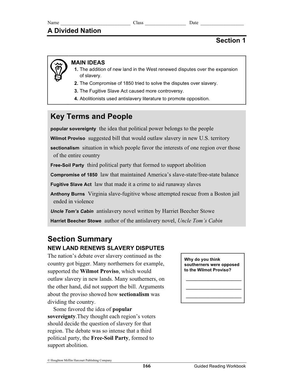 Section Summary Key Terms and People