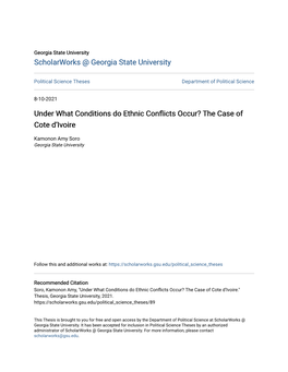 Under What Conditions Do Ethnic Conflicts Occur? the Case of Cote D’Ivoire