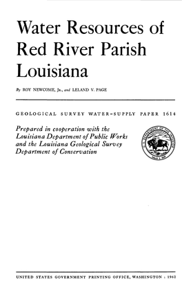 Water Resources of Red River Parish Louisiana