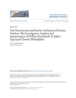 Free Neoclassism and Interior Architectural Surface Finishes: the Investigation, Analysis and Interpretation of William Strickland's St