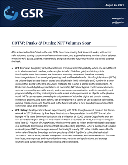 COTW: Punks & Dunks: NFT Volumes Soar