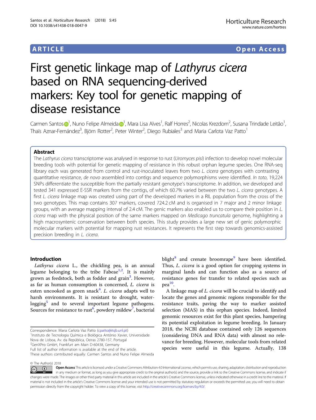 First Genetic Linkage Map of Lathyrus Cicera Based on RNA Sequencing-Derived Markers: Key Tool for Genetic Mapping of Disease Re