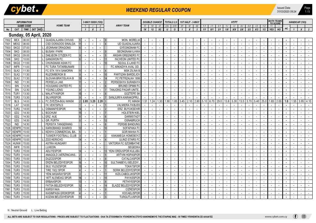 Weekend Regular Coupon 31/03/2020 09:24 1 / 5