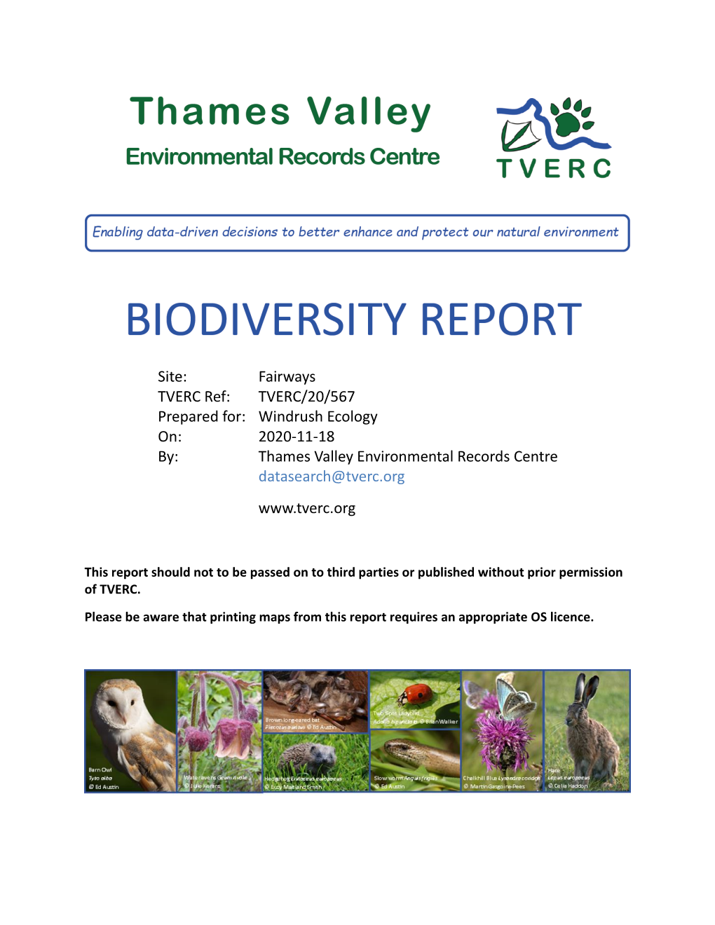 Thames Valley Environmental Records Centre Datasearch@Tverc.Org