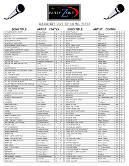 Karaoke List by Song Title