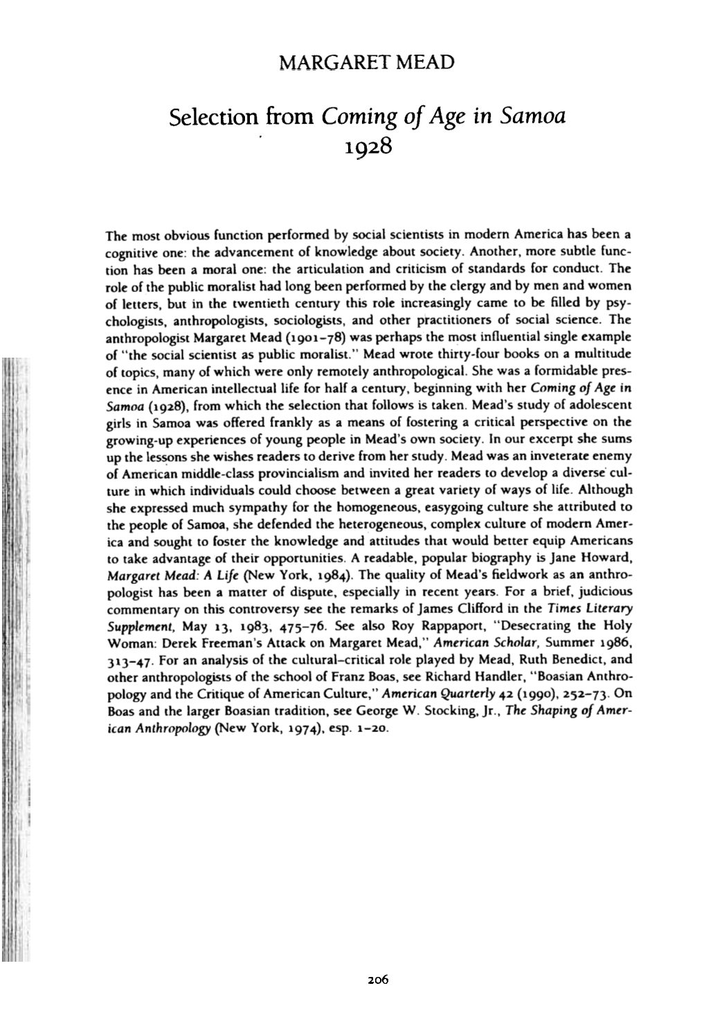 Selection from Coming of Age in Samoa 1928