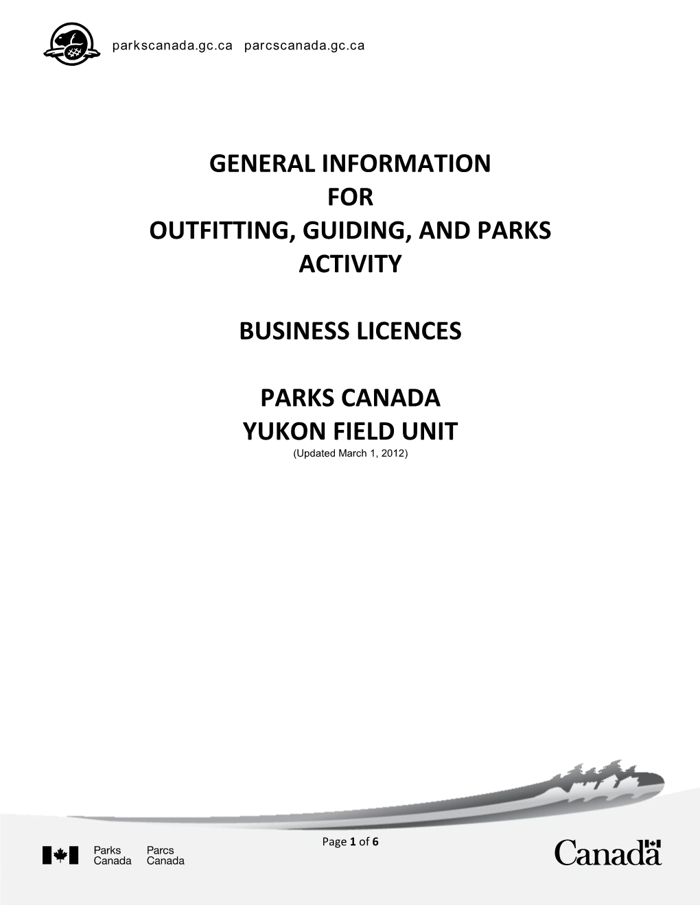 General Information for Outfitting, Guiding, and Parks Activity