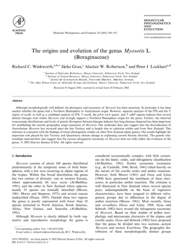 The Origins and Evolution of the Genus Myosotis L. (Boraginaceae)