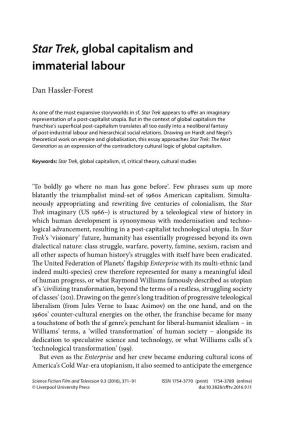 Star Trek, Global Capitalism and Immaterial Labour