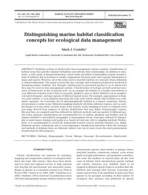 Distinguishing Marine Habitat Classification Concepts for Ecological Data Management