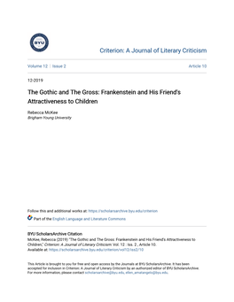The Gothic and the Gross: Frankenstein and His Friend's Attractiveness to Children