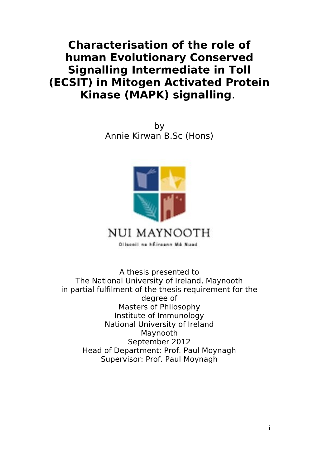 (ECSIT) in Mitogen Activated Protein Kinase (MAPK) Signalling