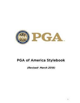 2018 PGA Stylebook