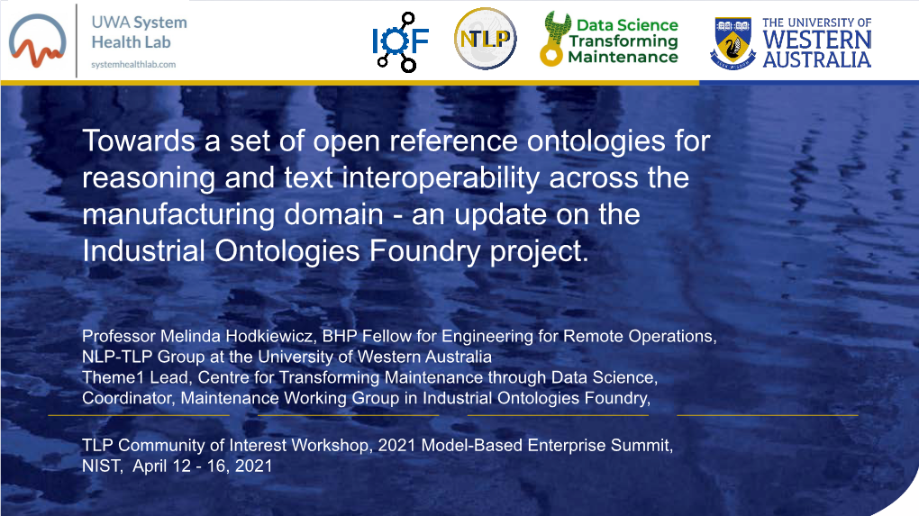 Towards a Set of Open Reference Ontologies for Reasoning And