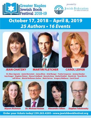 October 17, 2018 – April 8, 2019 25 Authors • 16 Events