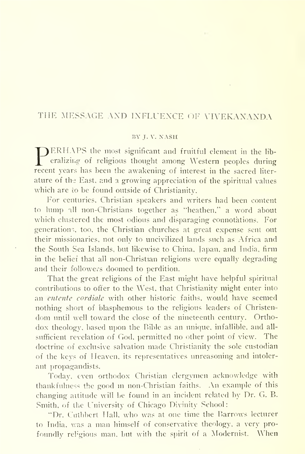 The Message and Influence of Vivekananda