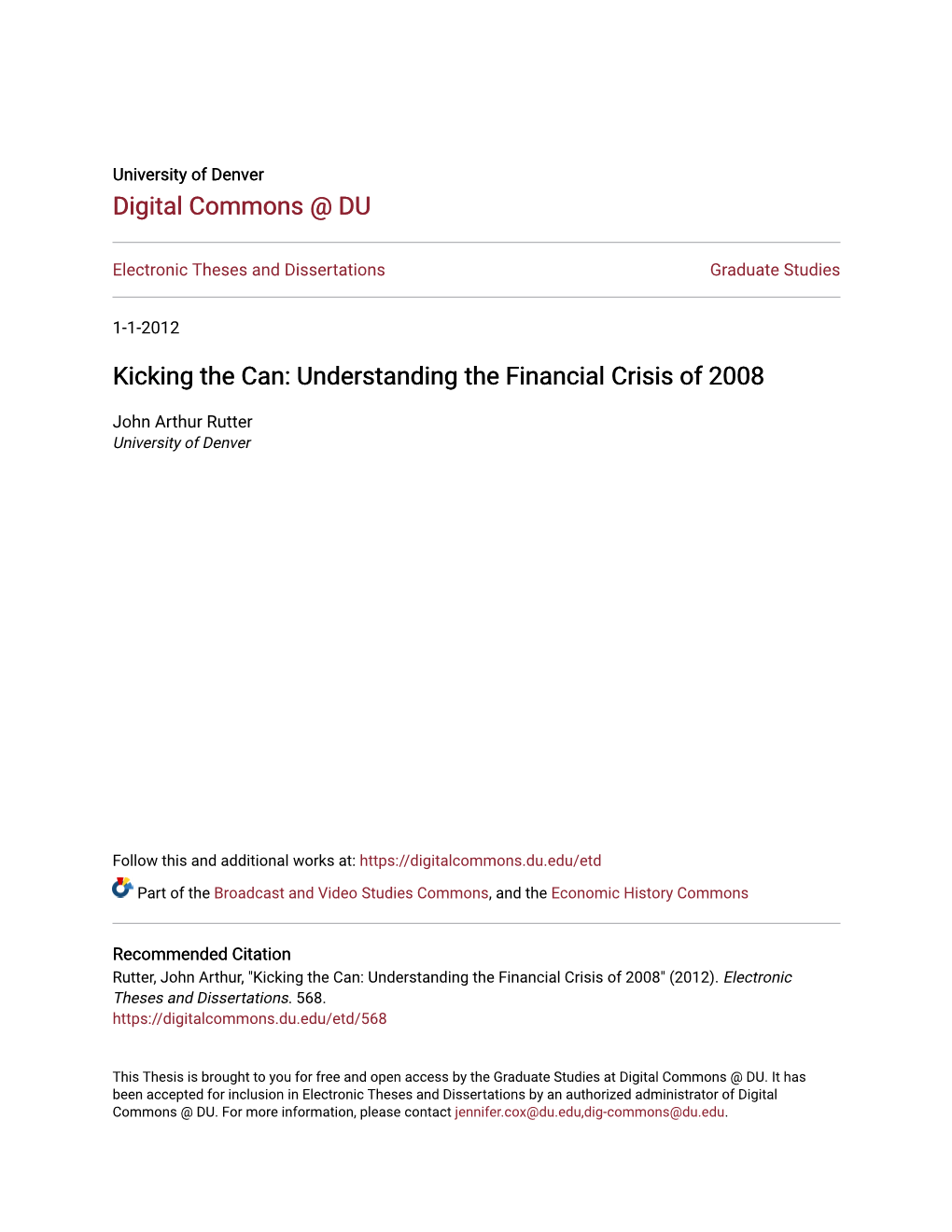 Understanding the Financial Crisis of 2008