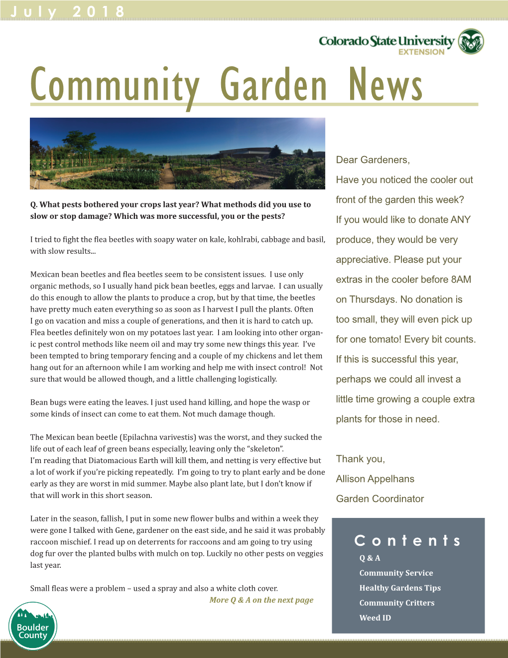 Community Garden News