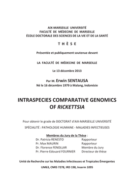 Intraspecies Comparative Genomics of Rickettsia
