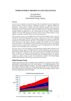 World Energy Prospects and Challenges