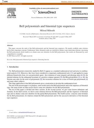 Bell Polynomials and Binomial Type Sequences Miloud Mihoubi