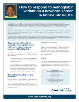 How to Respond to Hemoglobin Variant on a Newborn Screen by Clarissa Johnson, M.D