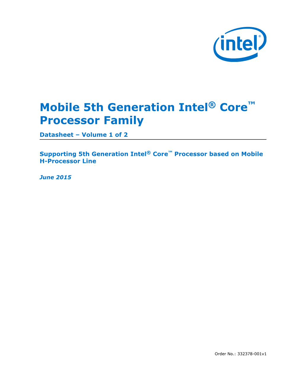 Mobile 5Th Generation Intel® Core™ Processor Family — Datasheet