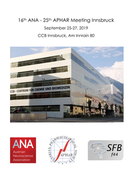 16Th ANA - 25Th APHAR Meeting Innsbruck September 25-27, 2019
