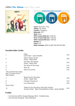 ABBA the Album Mp3, Flac, Wma