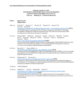 INSTRUMENTATION for in SITU ANALYSIS MISSIONS (VENUS in SITU EXPLORER, TITAN, ETC.) I 8:30 A.M