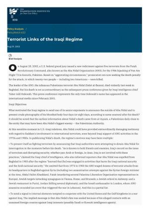 Terrorist Links of the Iraqi Regime | the Washington Institute