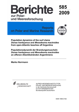 Population Dynamics of the Surf Clams Donax Hanleyanus and Mesodesma Mactroides from Open-Atlantic Beaches Off Argentina