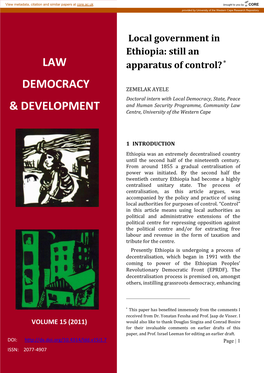 Local Government in Ethiopia: Still an LAW LAW Apparatus of Control? 