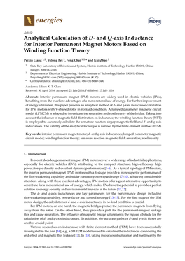 And Q-Axis Inductance for Interior Permanent Magnet Motors Based on Winding Function Theory