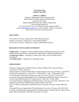 Curriculum Vitae Updated April 2019